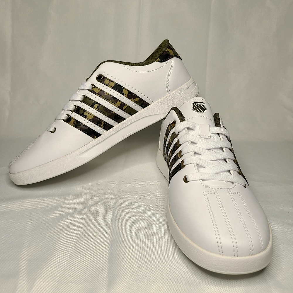 K-Swiss Mens Classic VN Sneaker Size 7 Teens Shoes Casual White Camo Womens 8.5